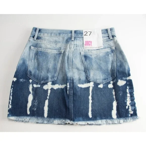 Juicy Couture Bleach Blue Denim Mini Skirt 27 - Picture 8 of 8